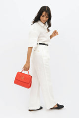 Seville Linen Short Sleeves Shirt in Porcelain White