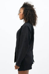 Havana Oversized Linen Blazer in Licorice Black