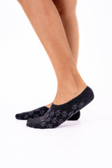 Modal Monogram No Show Socks in All Black