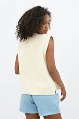 Napoli High Neck Knitted Top in Porcelain White