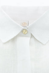 Seville Linen Short Sleeves Shirt in Porcelain White
