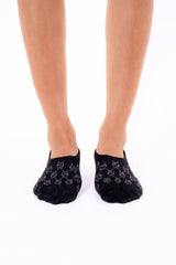 Modal Monogram No Show Socks in All Black