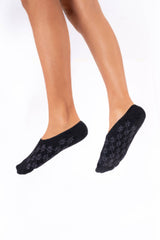 Modal Monogram No Show Socks in All Black