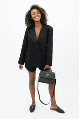 Havana Oversized Linen Blazer in Licorice Black