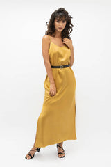 Calabar Silk Slip Dress in Mimosa Yellow