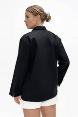 Budapest Organic Cotton Oversized Shirt in Eclipse Black