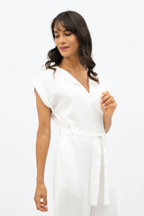 Dakar TENCEL™ Straight Leg Jumpsuit in Porcelain White