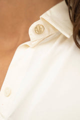 Kobe Shirt Silk Blouse in Pearl White