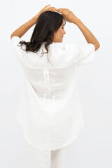 Seville Linen Short Sleeves Shirt in Porcelain White