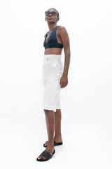 Florence Organic Cotton Bermuda Shorts in White Dove