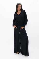 Nagano - Wool V-Neck Sweater - Licorice Black