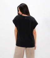 Muscat - PYRATEX® Organic Cotton Bold Shoulder Tee - Black Sand