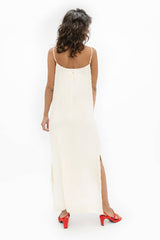 Calabar Silk Slip Dress in Pearl White