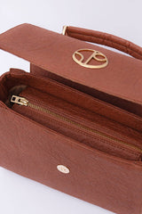 London Piñatex® Saddle Bag in Mocha Brown