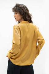 Kobe Shirt Silk Blouse in Mimosa Yellow