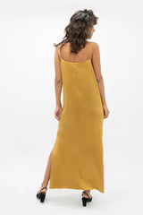 Calabar Silk Slip Dress in Mimosa Yellow