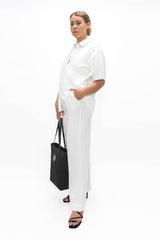 Vienna Organic Cotton Short Sleeves Shirt in Cloud White