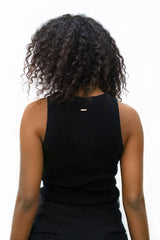 Sao Paulo Racer Knitted Top in Licorice Black