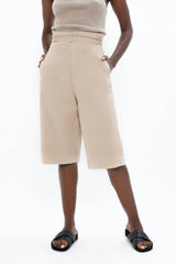 Florence Organic Cotton Bermuda Shorts in Sand Brown