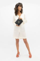 Kobe Shirt Silk Blouse in Pearl White