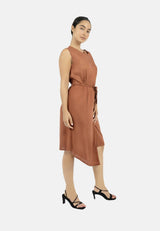 Funchal Asymmetric Wrap Dress DK Red