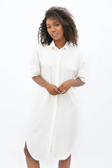 Seville TENCEL™ Oversized Midi Dress in Porcelain White