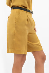 Manila Silk Tailored Shorts in Mimosa Yellow