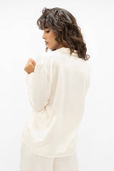 Kobe Shirt Silk Blouse in Pearl White