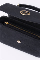 London Piñatex® Saddle Bag in Truffle Black