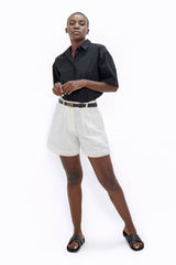 Vienna Organic Cotton Short Sleeves Shirt in Eclipse Black