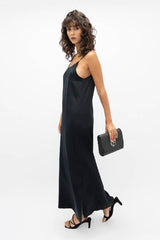 Calabar Silk Slip Dress in Black