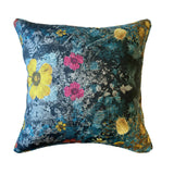 Luxury Irish Linen 50cm Wild Grasses Blue Vibrant Square Cushion