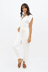 Dakar TENCEL™ Straight Leg Jumpsuit in Porcelain White
