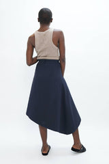 Mallorca Organic Cotton Asymmetric Skirt in Summer Night Blue