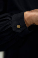 Prague Organic Cotton Collar Shirt in Eclipse Black