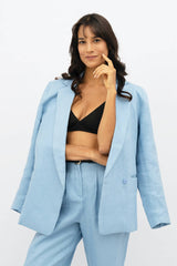 Havana Oversized Linen Blazer in Sommerhus Blue