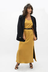 Calabar Silk Slip Dress in Mimosa Yellow