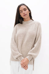Ottawa - Hand Knitted Wool High Neck Sweater - Sand Marl