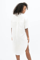 Seville TENCEL™ Oversized Midi Dress in Porcelain White