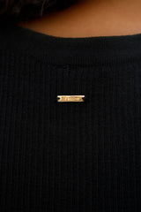 Sao Paulo Racer Knitted Top in Licorice Black