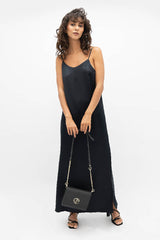 Calabar Silk Slip Dress in Black