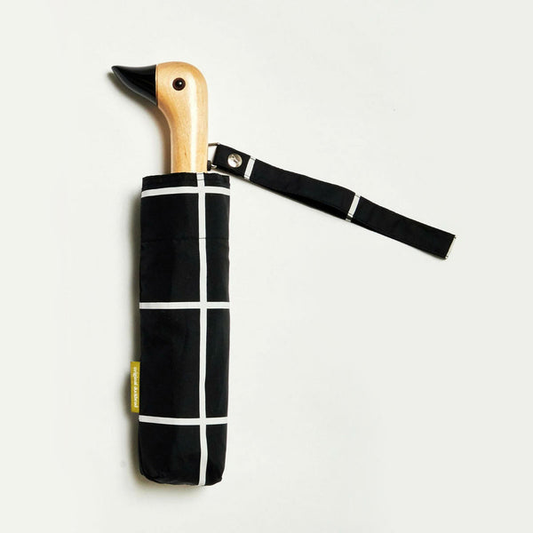 .Black Grid Compact Duck Umbrella