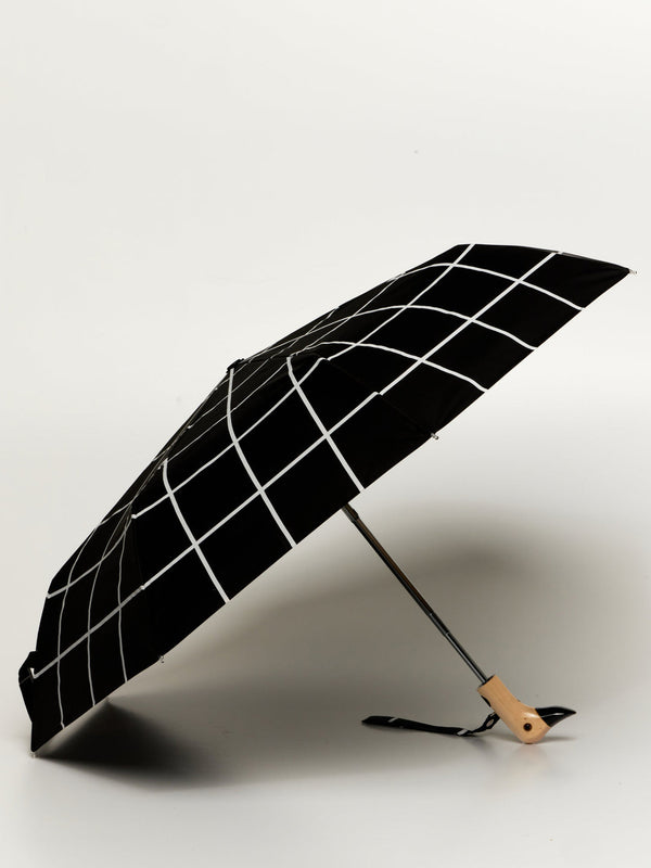 Black Grid Eco-Friendly Compact Duck Umbrella