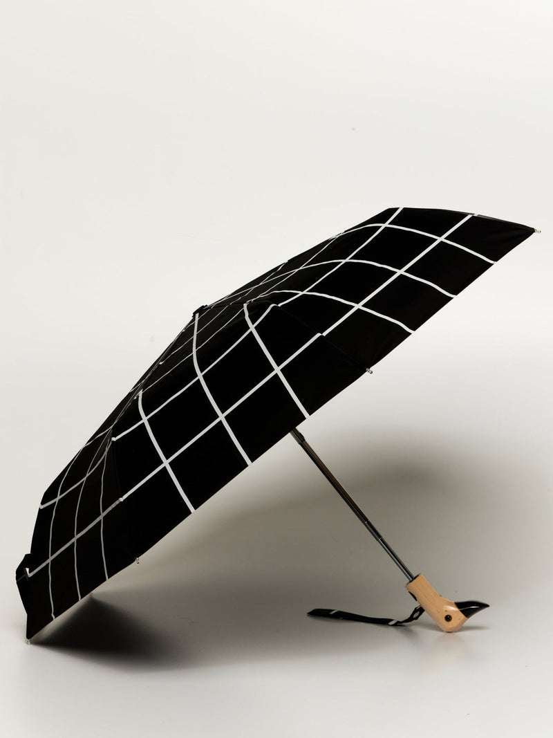 Black Grid Eco-Friendly Compact Duck Umbrella