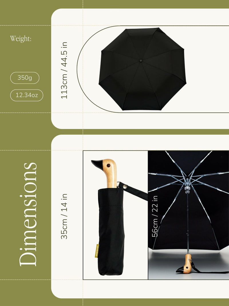 Black Eco-Friendly Compact Duck Umbrella Original Duckhead