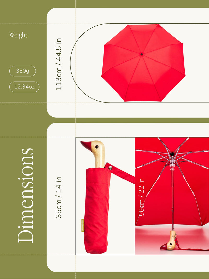 Red Eco-Friendly Compact Duck Umbrella Original Duckhead
