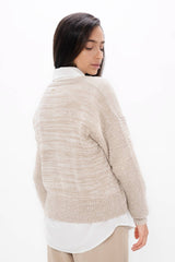 Nagano - Wool V-Neck Sweater - Sand Marl