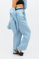 French Riviera Linen Wide Leg Pants in Sommerhus Blue