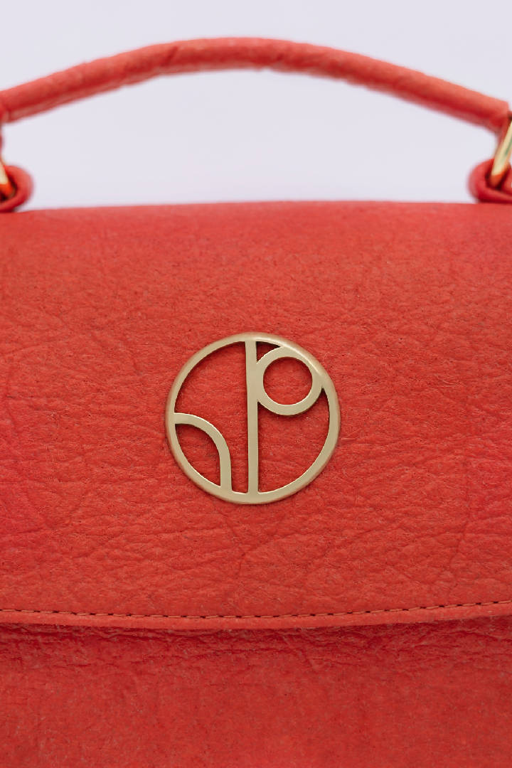 London Piñatex® Saddle Bag in Cherry Red