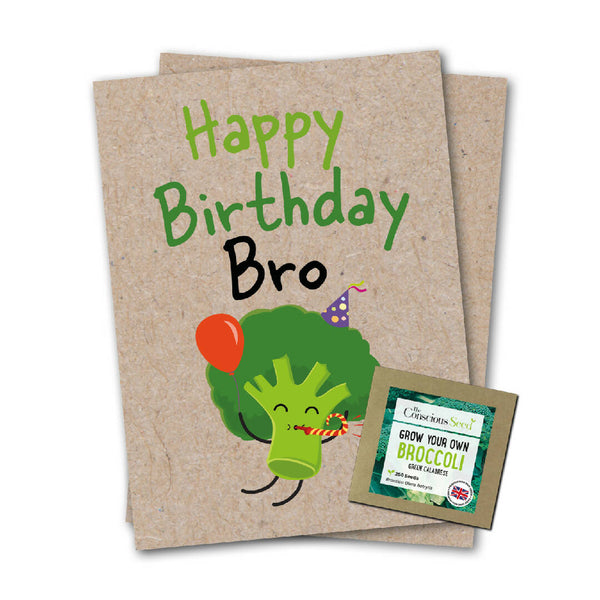 Happy Birthday Bro - Eco-Friendly Kraft Greeting Card with Seeds